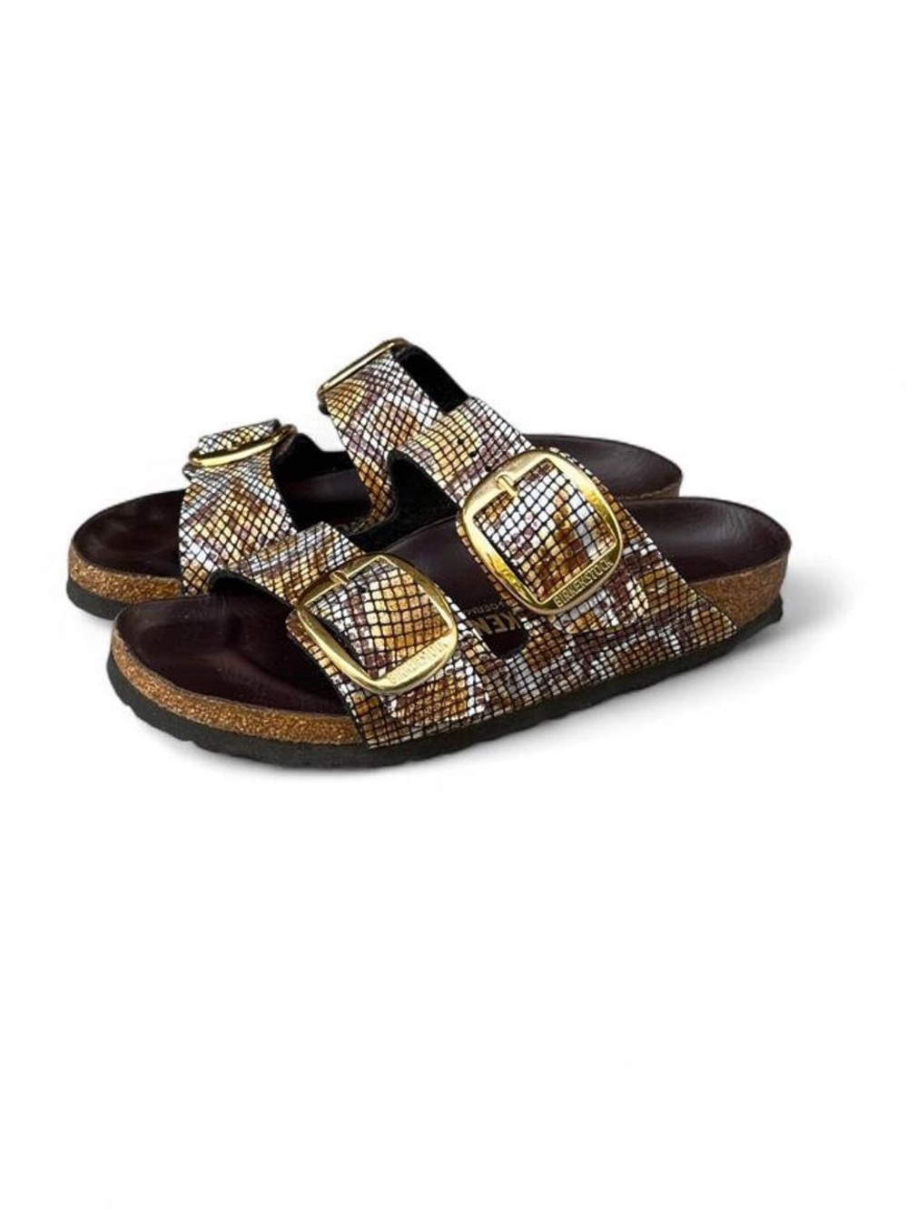 Birkenstock Arizona Big Buckle Python Brown Leather Sandals EU 36 US 5 Narrow